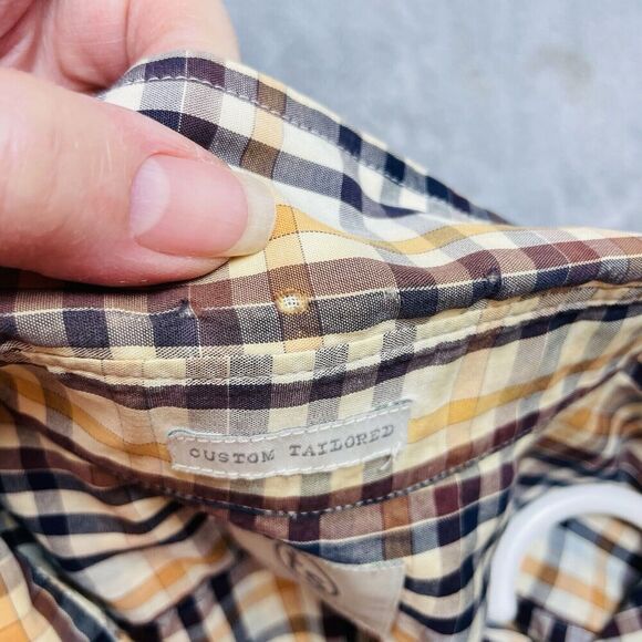 Taylor Stitch Custom Tailored Shirt Mens S Brown Black Tan Check Plaid Button - Picture 8 of 9